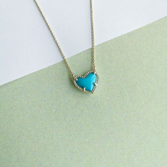 Kendra Scott Ari Heart Turquoise Necklace - Gold - Picture 2 of 4